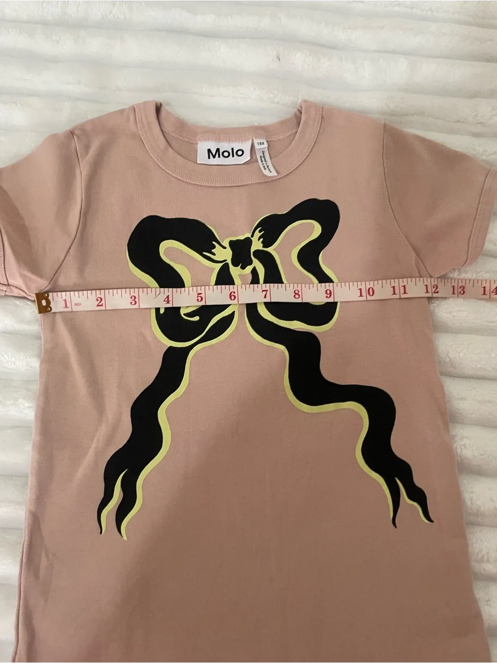 Molo Dusty Pink Tee with Black and Neon Yellow Graphic